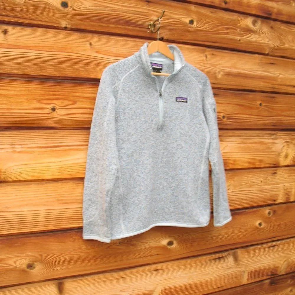 Patagonia Better Sweater 1/4 Zip Pullover Top Light Blue Gray